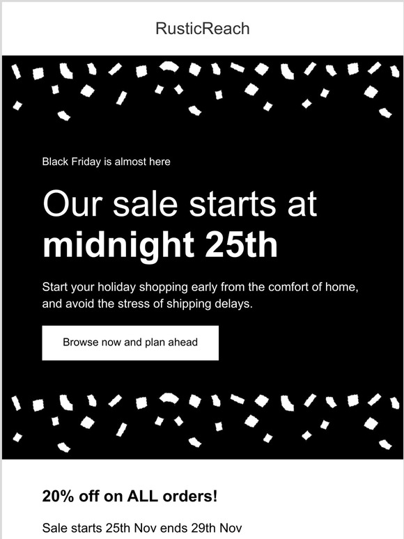 Black Friday Sale is Almost Here 20% off on ALL orders!