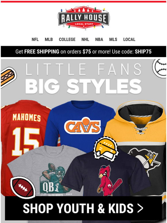 Rally House  Officially Licensed College, NFL, MLB, NHL, NBA, and MLS  apparel and gifts