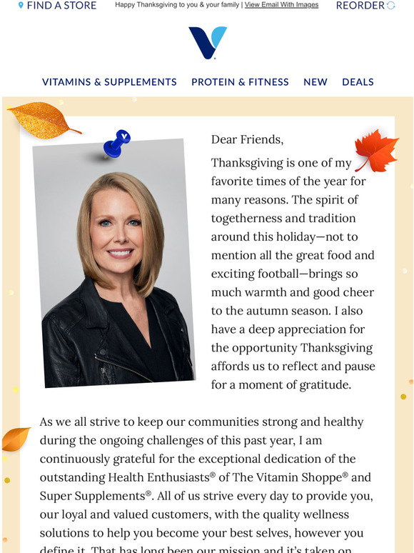 Vitamin Shoppe A moment of gratitude from our CEO Milled