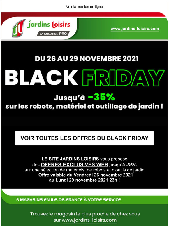 BLACK FRIDAY, Jusqu' -34% sur les robots tondeuses, outillage....