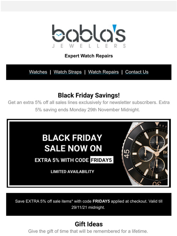 Save on Watches this Black Friday - Babla's Jewellers