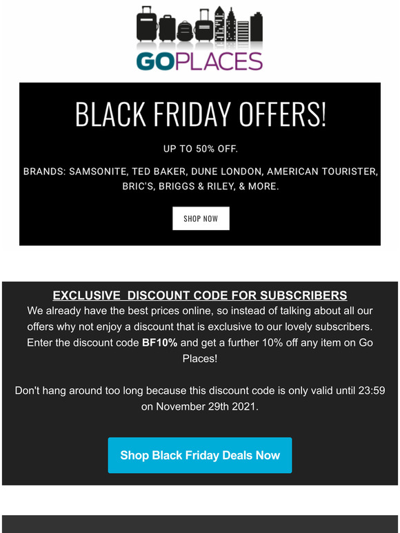Up to 50 % off in our Black Friday offers & exclusive subscriber discount code