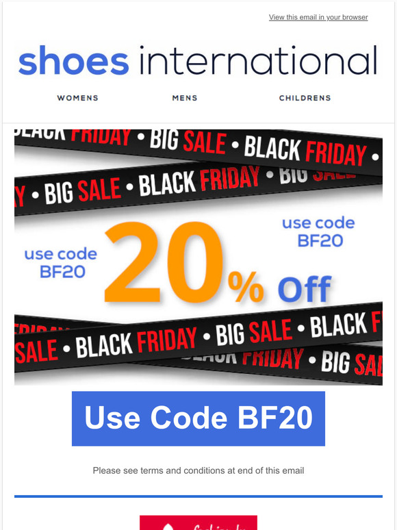Black Friday upto 20% at Off Shoes International