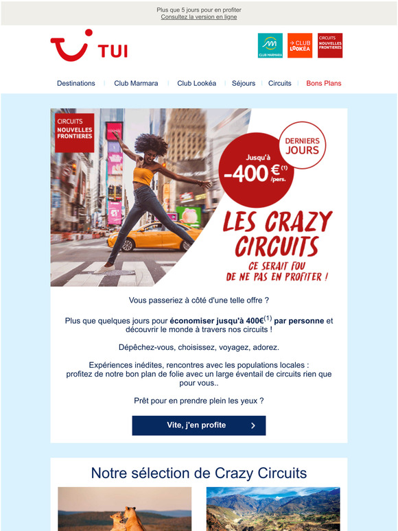 DERNIERS JOURS CRAZY CIRCUITS : jusqu 400 de rduction !