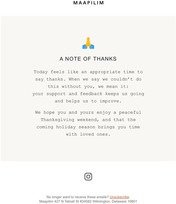 A note of thanks