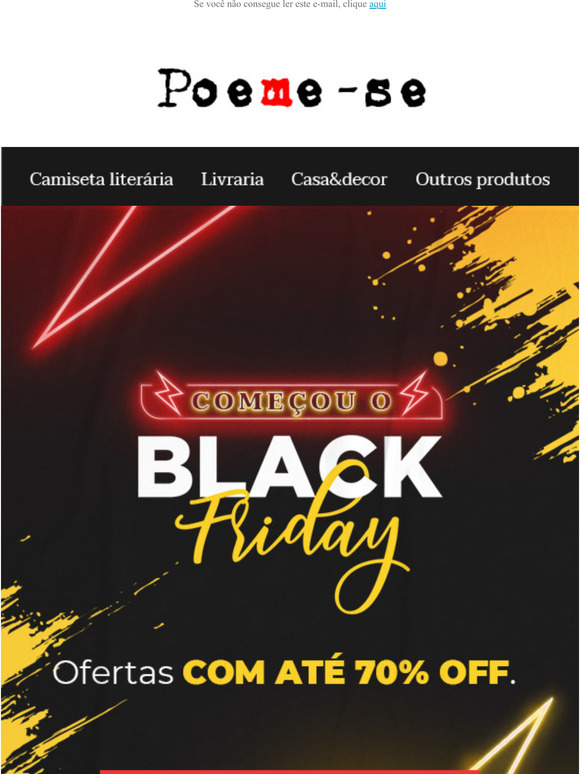 Comeou o Black Friday com at 70% Off
