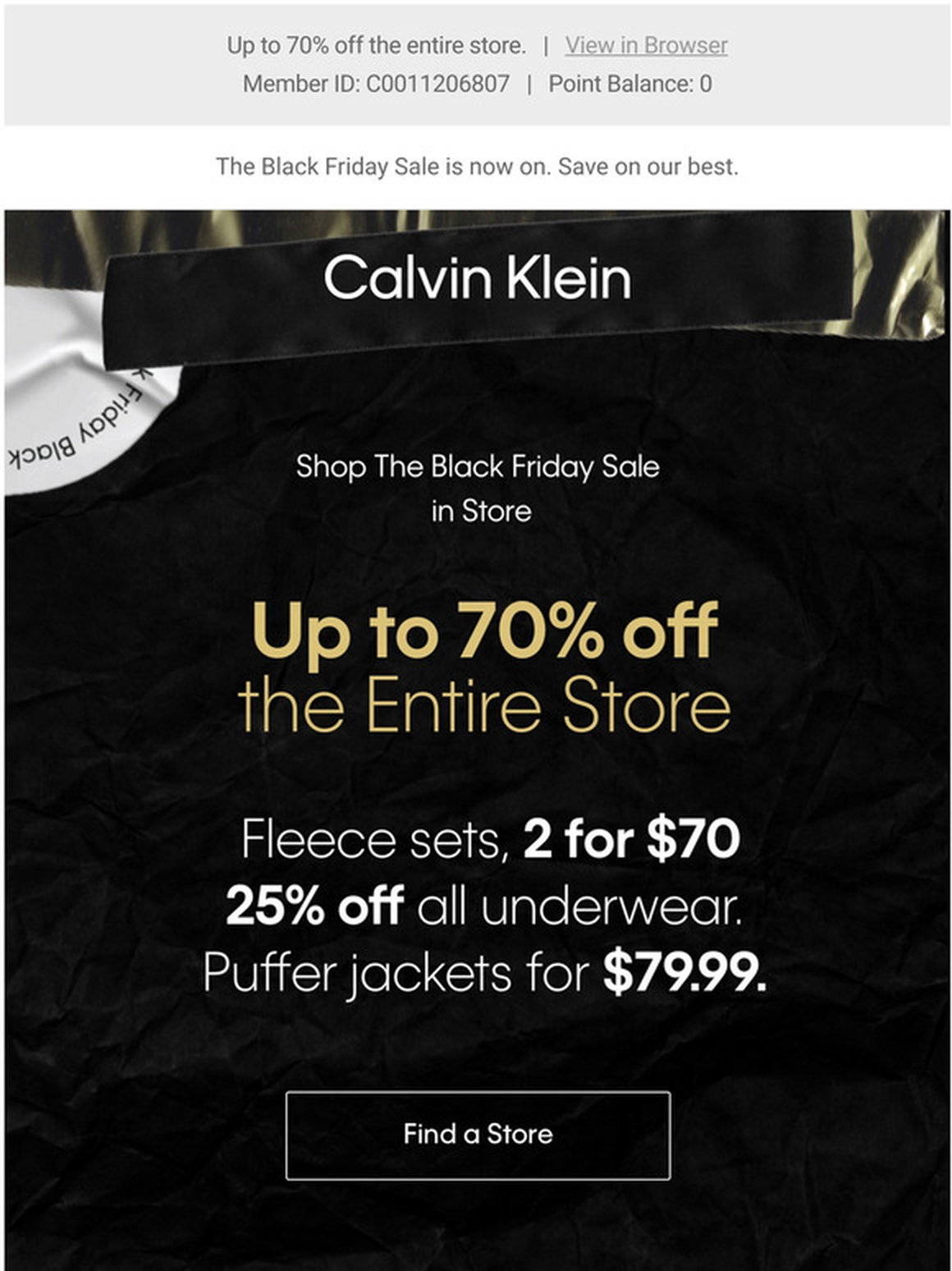 Calvin Klein: Shop Black Friday in Store Tomorrow | Milled
