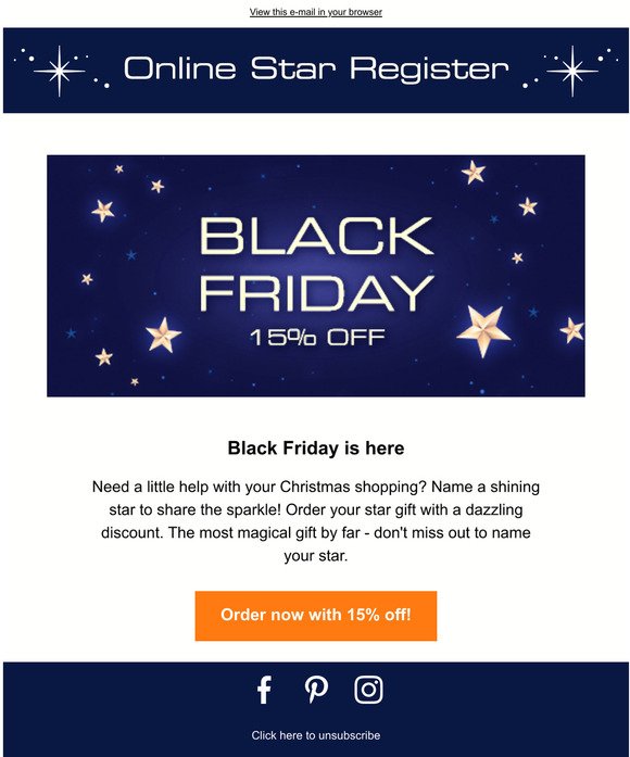 Black Friday: Name a star with 15% off