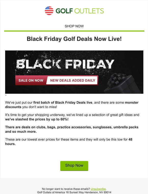 Black Friday Golf Deals - Better Than Half Price