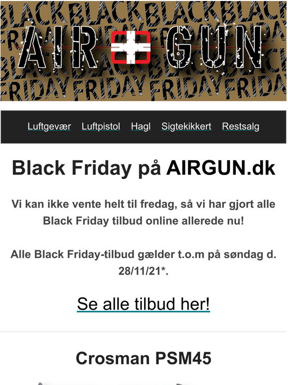Airgun Black Friday hos AIRGUN.dk! Milled