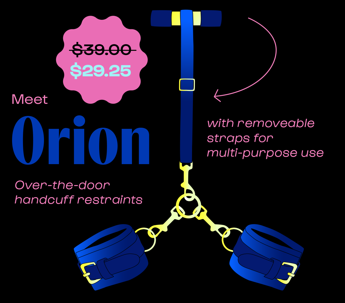 Meet Orion over the door handcuff restraints