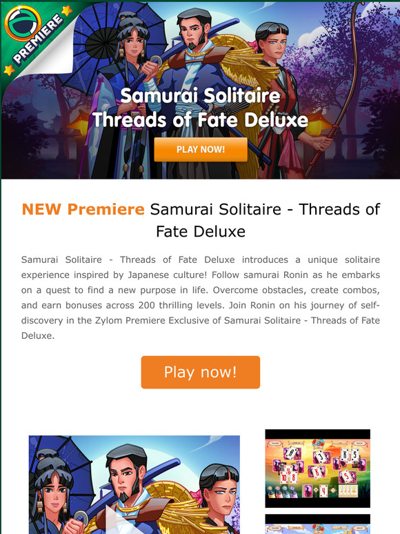 Now Premiering exclusively at Zylom: Play Samurai Solitaire - Threads of Fate Deluxe!
