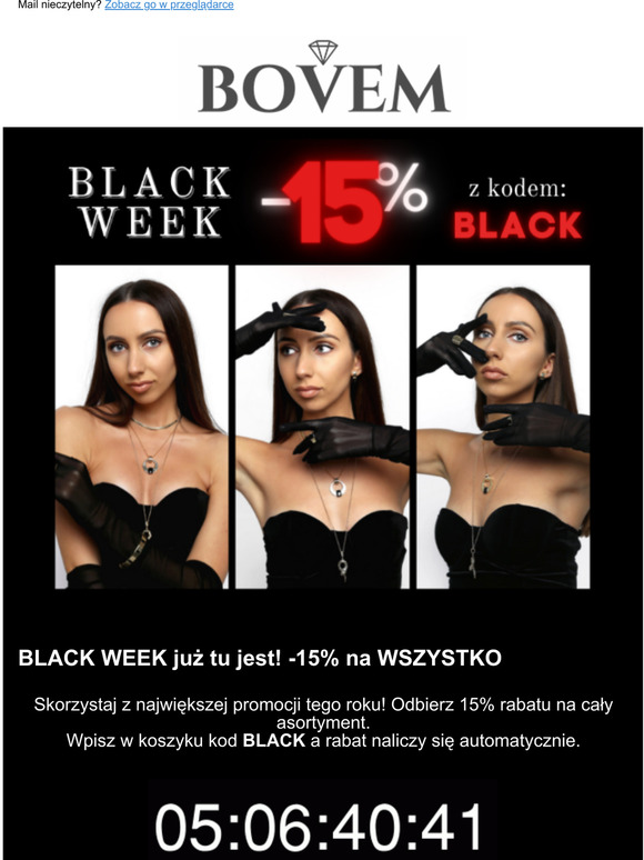  BLACK WEEK | -15% na ca biuteri i zegarki!