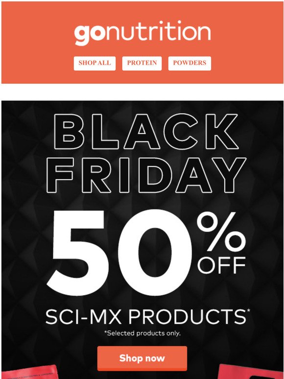 50% off selected products!