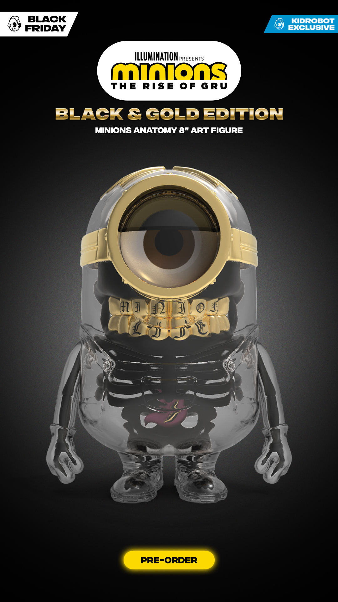 KIDROBOT INC.: BLACK FRIDAY EXCLUSIVE DROP: Black and Gold Minions