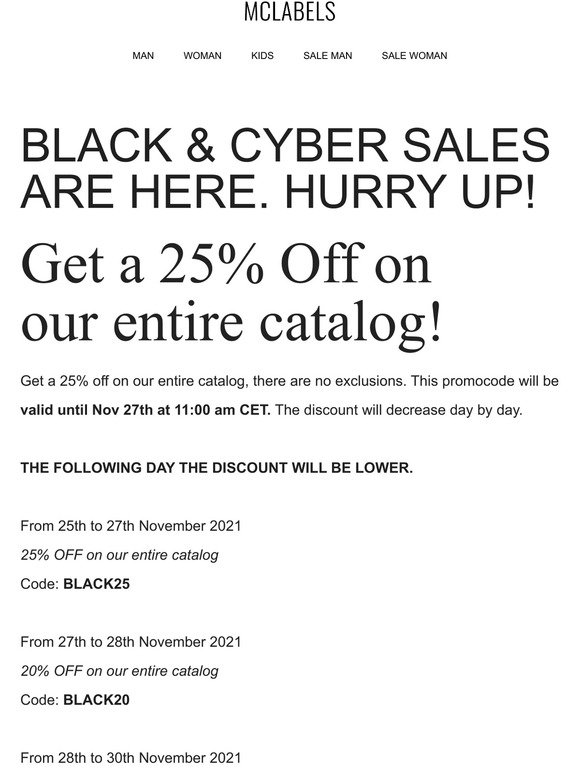BLACK & CYBER SALES! 25% OFF ON EVERYTHING.