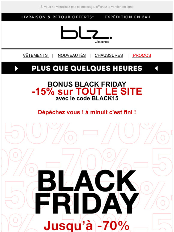 BONUS Black Friday -15% sur TOUT LE SITE  minuit c'est fini !