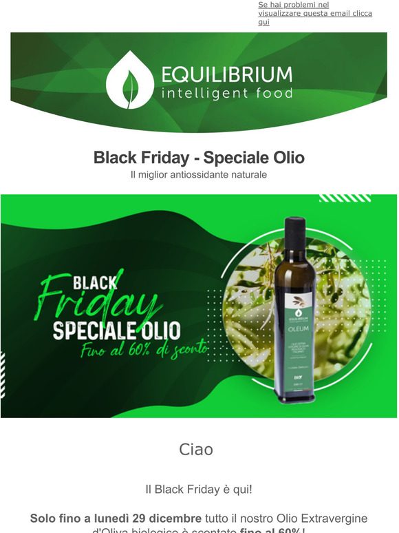 Black Friday: fino al 60% di sconto sull'olio BIO