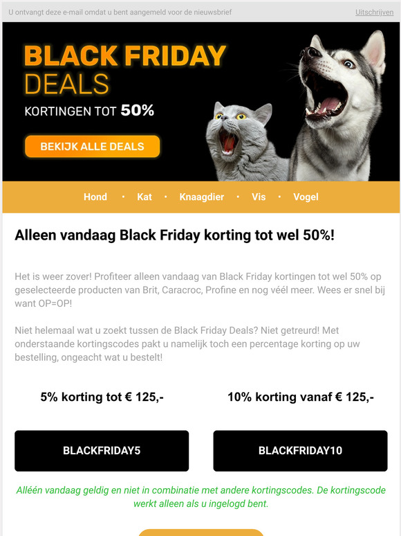 Alleen vandaag: Black Friday Deals bij Huisdierenbazaar!