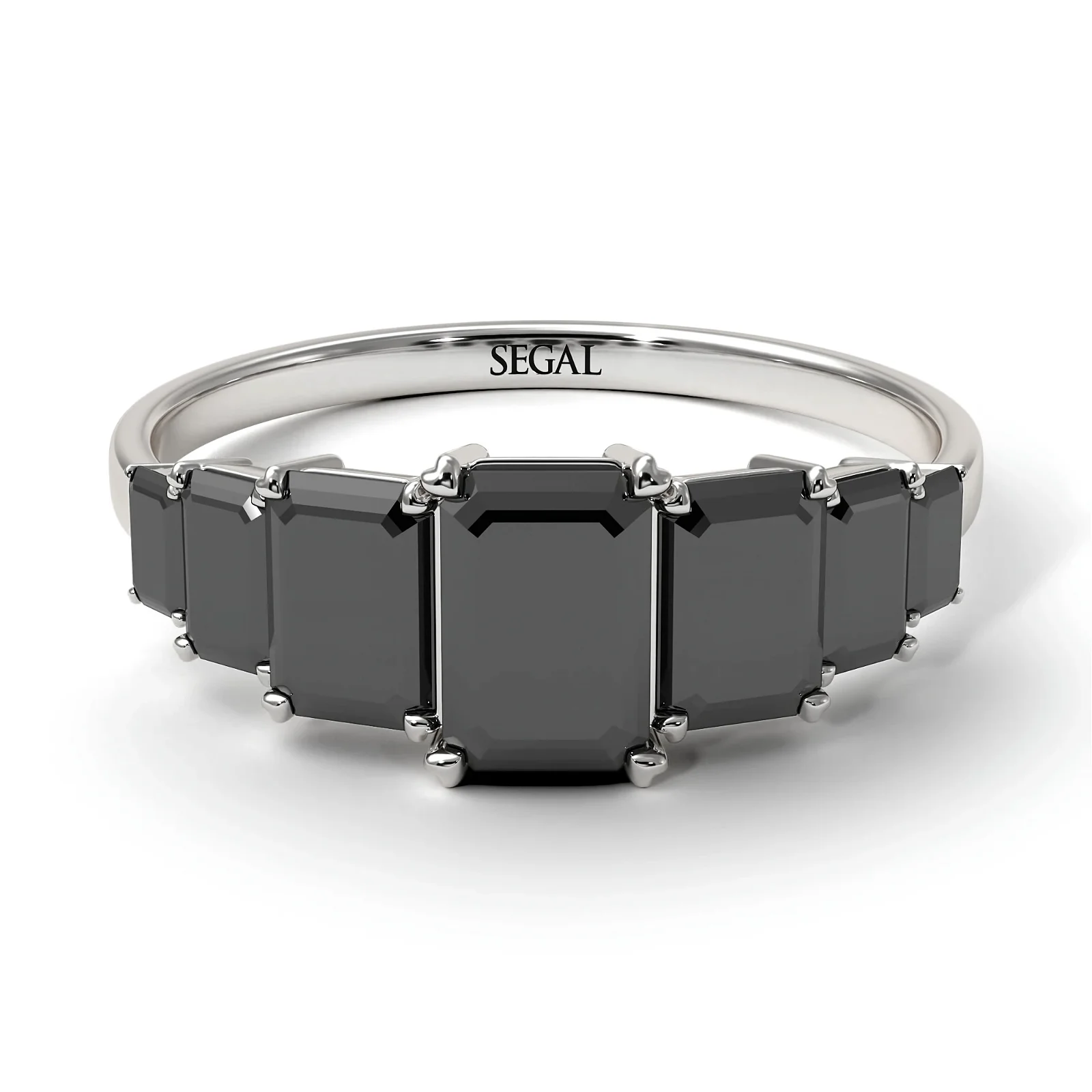 Image of Emerald Cut Black Diamond Geometrical Ring - Briella No. 39