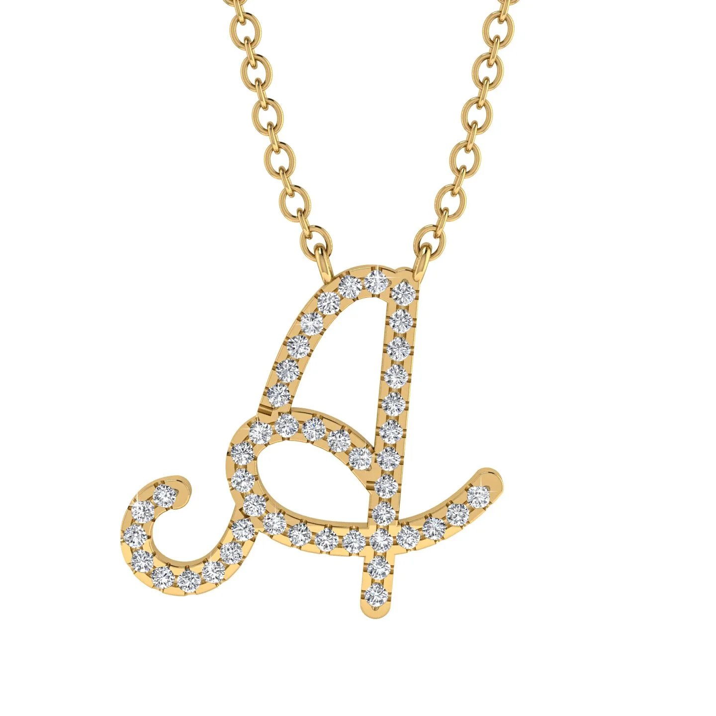 Image of Diamond Gold Letter Necklace - A