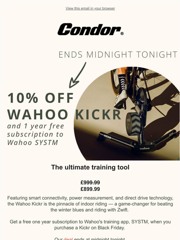 10% off Wahoo Kickr Smart Turbo Trainer - ends midnight