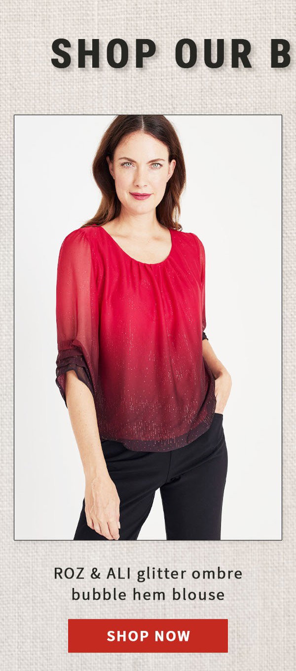 Shop the "Roz &amp; Ali Glitter Ombre Bubble Hem Blouse" by Roz &amp; Ali