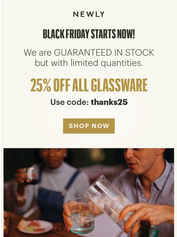 25% OFF ALL GLASSWARE