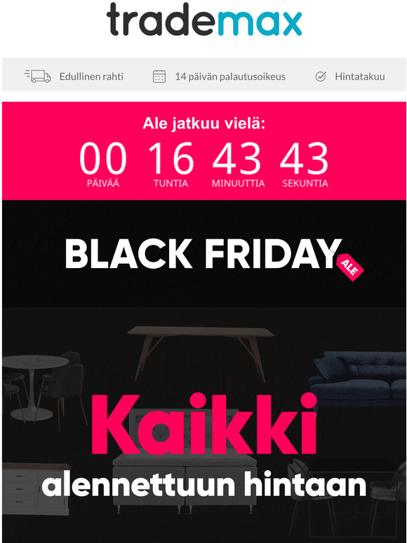 Black Friday FINAALI! Alennusta kaikesta pttyy 