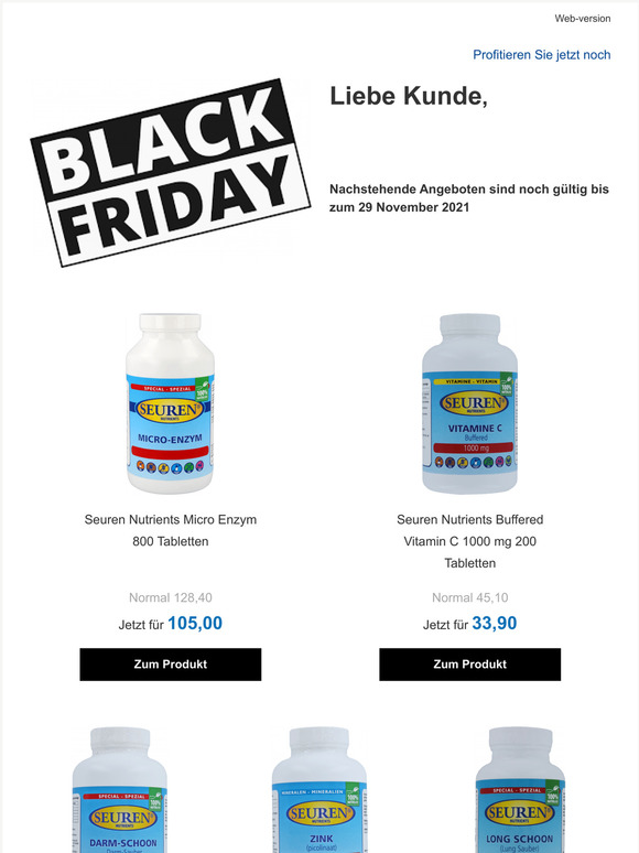Letztes Wochenende Black Friday bei Seuren Health