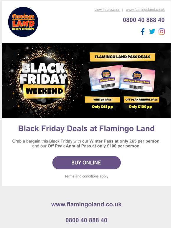 Flamingo Land Black Friday Deals - Winter pass and Off Peak annual pass