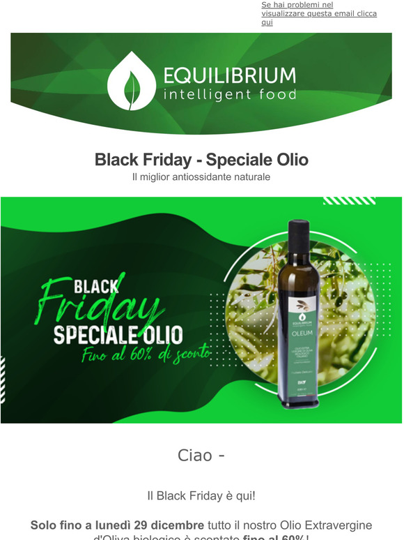 Black Friday: fino al 60% di sconto sull'olio BIO