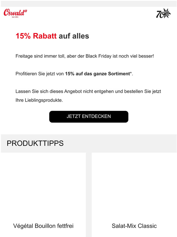 Black Friday: 15% auf alles!