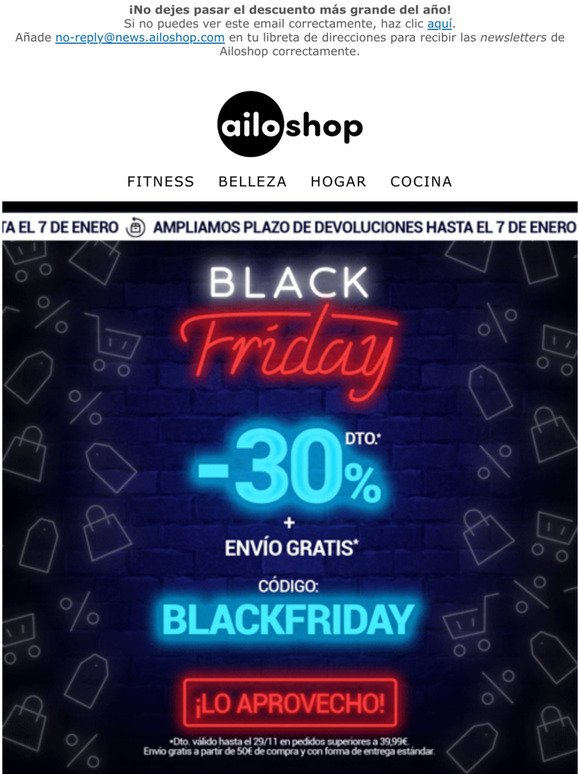 Black Friday -30% EN TODO + Envio Gratuito 