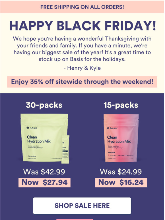 35% off Basis Hydration Mix