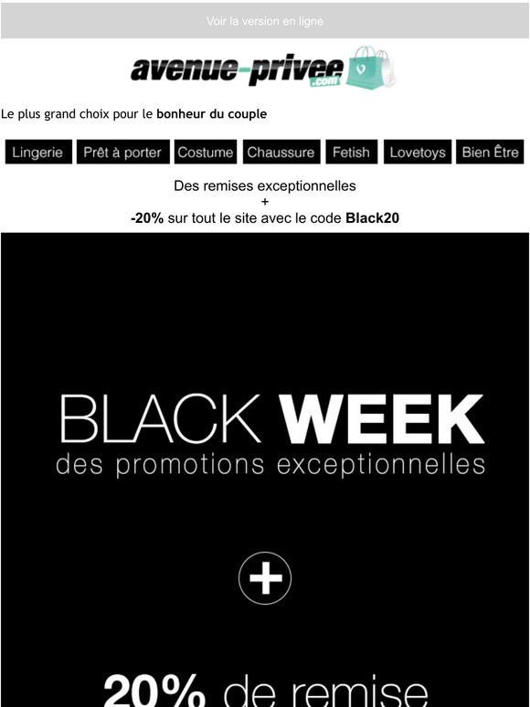   Le Black Friday c'est parti !  -20% supplmentaires sans minimum