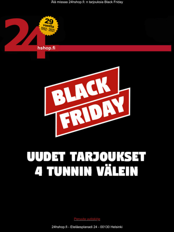 Black Friday 24hshop.fi - Uudet tarjoukset 4 tunnin vlein