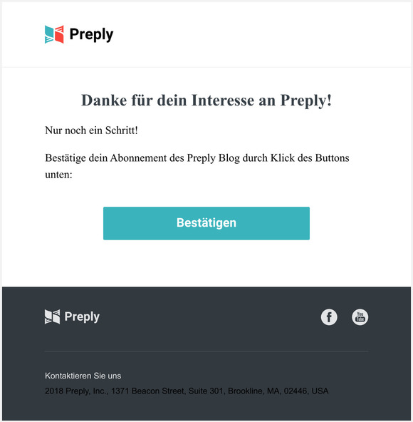 Besttige dein Abonnement des Preply Blog (German)