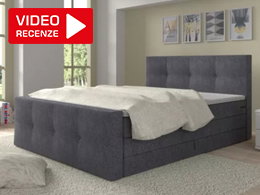Postel Boxspring Leonard 180x200, šedá, vč. matrace, topperu, ÚP