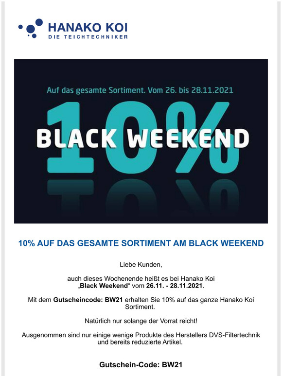Black Weekend - 10% auf das Sortiment