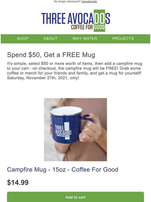 Spend $50, Get a FREE Mug!