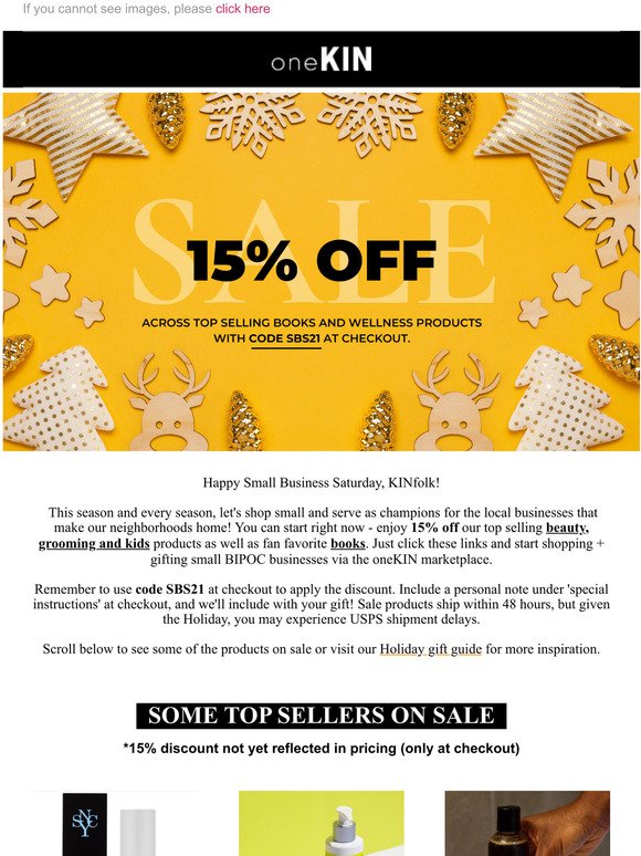 15% OFF Top Sellers  Holiday Sale Kicks off Small Business Saturday!