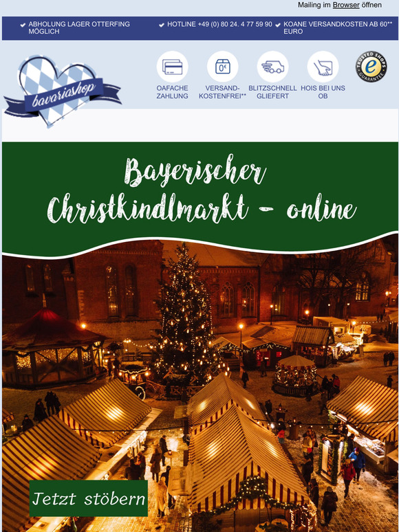  Bayerischer Christkindlmarkt: Online eikaffa