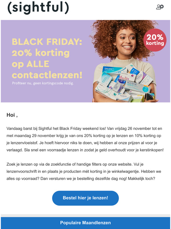 BLACK FRIDAY: 20% korting op alle contactlenzen!