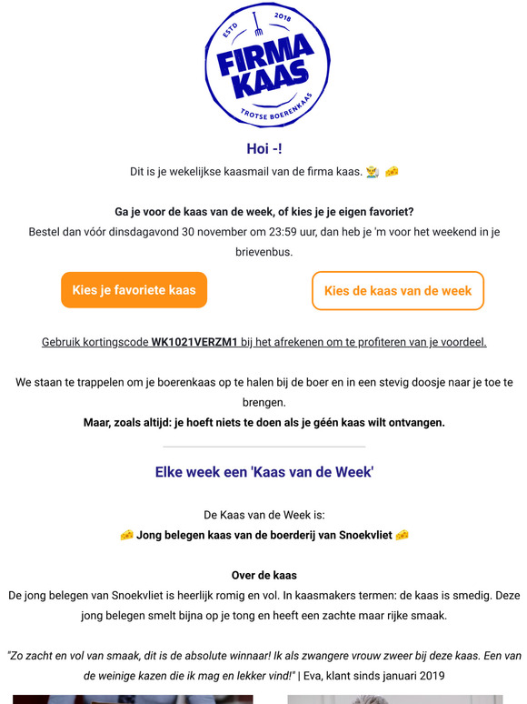Hier is jouw Wekelijkse Kaasmail, -