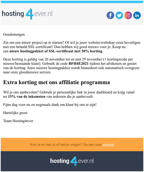 Black Friday - 30% korting op alle hosting & SSL-certificaten