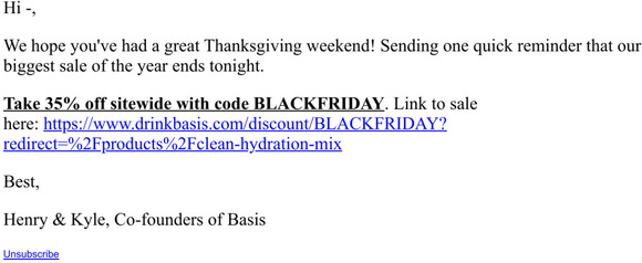 Last Chance - 35% OFF Basis Hydration Mix