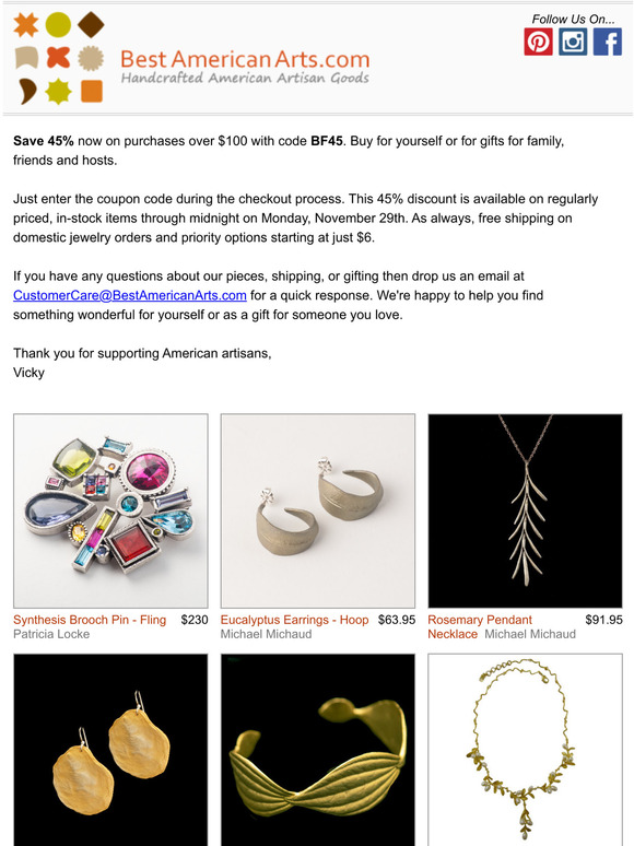 Save 45% through Monday, November 29th at Best American Arts