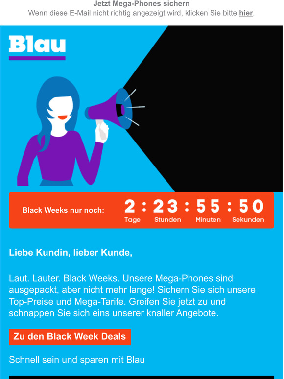 Letzte Chance: Black Week Alarm bei Blau