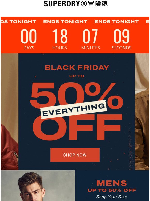  ENDS TONIGHT  BLACK FRIDAY up to 50% off EVERYTHING